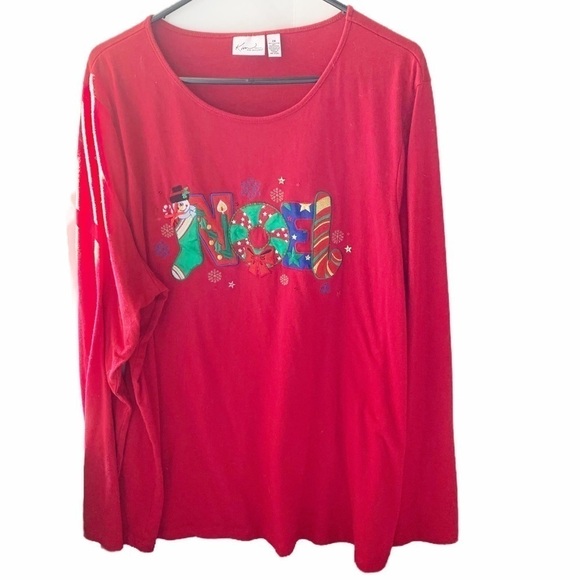 Kim Rogers Tops - Kim Rogers Woman Soft Long Sleeve Christmas Holiday Top. "Noel" Size 2X